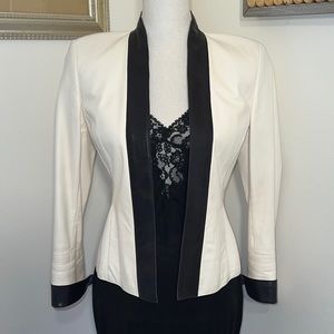 AKRIS PUNTO Bergdorf Goodman Lamb Leather Cropped Cream Jacket Sz.6